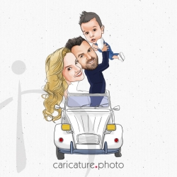 Wedding Gift Caricatures | Wedding Guest Book Caricature | Married Couple | Caricature Photo | Wedding Online Caricatures | Just The Three Of Us