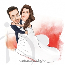 Wedding Gift Caricatures | Wedding Guest Book Caricature | Married Couple | Caricature Photo | Wedding Online Caricatures | Couple Online Caricatures