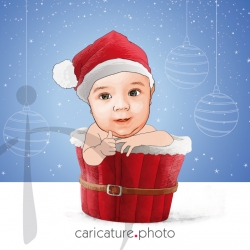 Baby Caricature Invitation | Invitation Caricature | Baby Caricature gifts | Santa Clause Baby, Kid's Party Caricature Invitation | Kid Caricatures