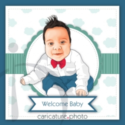 Baby Caricature Invitation | Invitation Caricature | Baby Caricature gifts | Welcome Baby Caricature from Photo | Kid Caricatures