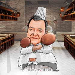 Grand Chef Caricature, Business Gift Caricatures | Funny Cook Man | Caricature Photo | Online Caricatures | Personalized Caricature