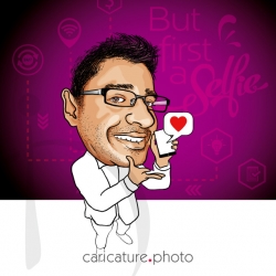 Smartphone Lover Caricature, Καρικατούρα για δώρο | Καρικατούρα | Mετατροπή φωτογραφίας σε καρικατούρα