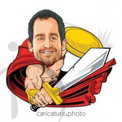 Hero Caricatures, The Spartan | The Spartan Caricature | Caricature Your Photo | Online Caricatures | Superhero Caricature