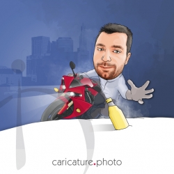 Καρικατούρα Χόμπι για δωρο | Οδηγός μηχανής Yamaha | Καρικατούρα Online | Caricature photo | Καρικατούρα Οδηγός μηχανής